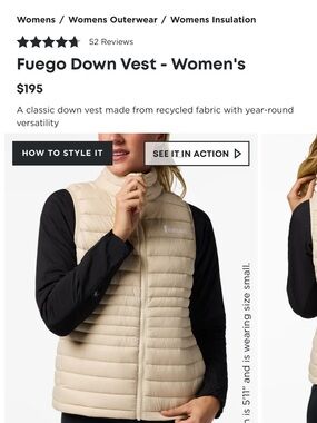 cotopaxi Women's Fuego Down Vest in Beige